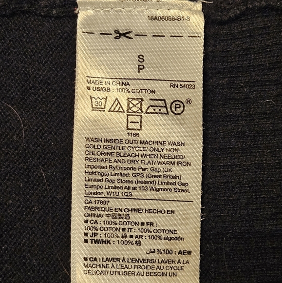 Gap Black Cotton Open Front Long Sleeve Waffle Knit Front Cardigan Sz S EUC - Picture 13 of 13